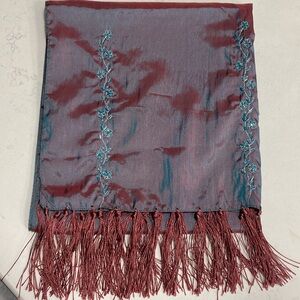 Laura Ashley iridescent crimson/blue table runner OR elegant neck scarf